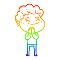 rainbow gradient line drawing cartoon friendly man