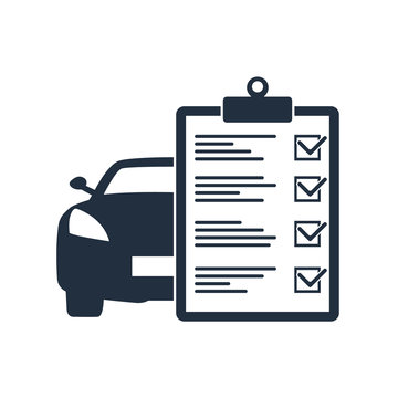 Car Maintenance List Icon. Car With Check List.