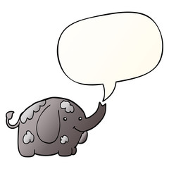 cartoon elephant and speech bubble in smooth gradient style