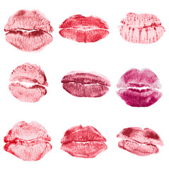 Lipstick kiss isolated on white background