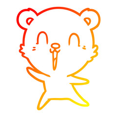 warm gradient line drawing happy cartoon bear