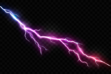Vector Realistic Lightning and Glowing Thunder Bolt - obrazy, fototapety, plakaty