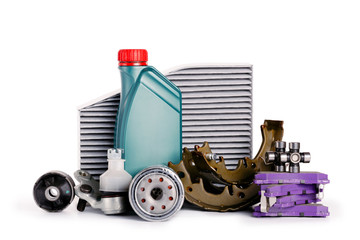 Various car parts necessary for vehicle service