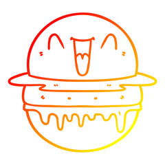 warm gradient line drawing cartoon happy burger