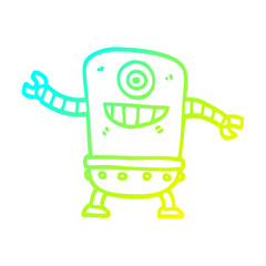 cold gradient line drawing cartoon robot