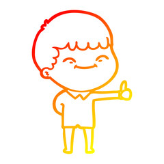 warm gradient line drawing cartoon happy boy