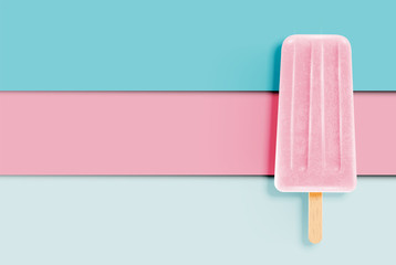 Colorful realistic icecream on pastel paper background, vector illustration