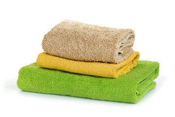 Fototapeta na wymiar Stack of bath towels isolated on white
