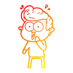 warm gradient line drawing cartoon man