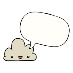 cartoon tiny happy cloud and speech bubble