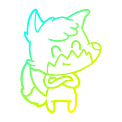 cold gradient line drawing cartoon friendly fox