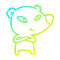 cold gradient line drawing cute cartoon bear
