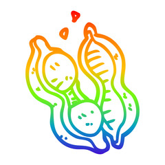 rainbow gradient line drawing cartoon peanuts in shell
