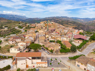 Fototapeta na wymiar View of Gratallops - the center of winemaking of Priorat, Catalonia, Spain. Drone aerial photo