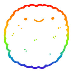 rainbow gradient line drawing cartoon biscuit