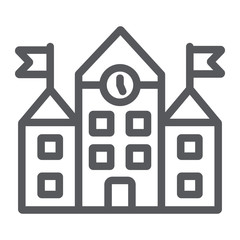 School building line icon, education and architecture, university sign, vector graphics, a linear pattern on a white background.