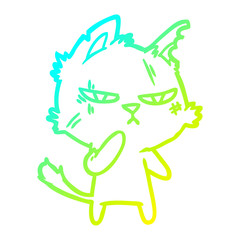 cold gradient line drawing tough cartoon cat