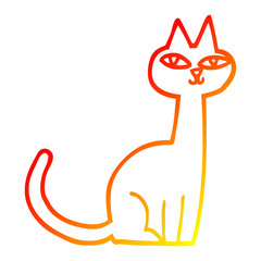 warm gradient line drawing cartoon cat