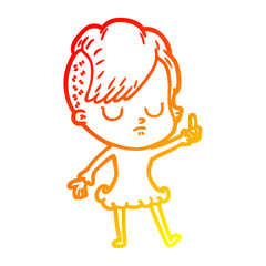 warm gradient line drawing cartoon woman