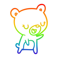 rainbow gradient line drawing Cartoon bear