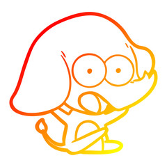 warm gradient line drawing cute cartoon elephant