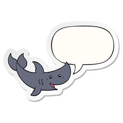 cartoon shark and speech bubble sticker