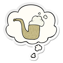 cartoon pipe and thought bubble as a printed sticker