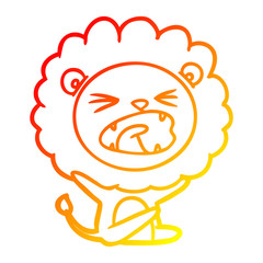 warm gradient line drawing cartoon lion throwing tantrum