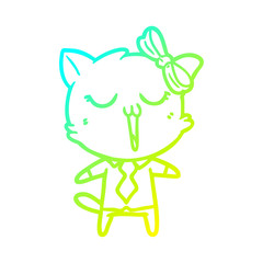 cold gradient line drawing cartoon cat