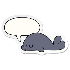 cute cartoon seal and speech bubble sticker