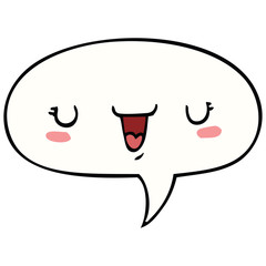 cute happy face cartoon and speech bubble