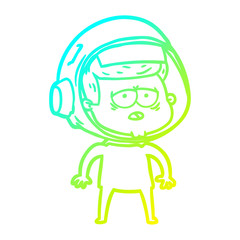 cold gradient line drawing cartoon tired astronaut