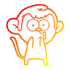 warm gradient line drawing cartoon surprised monkey