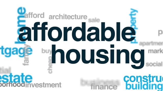 Affordable housing animated word cloud. Kinetic typography.