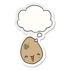 cartoon egg and thought bubble as a printed sticker