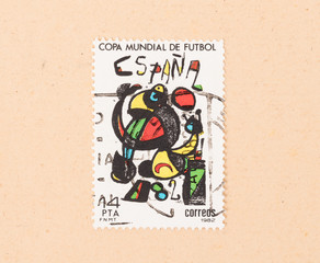 SPAIN - CIRCA 1982: A stamp printed in Spain shows de worldcup of football, circa 1982