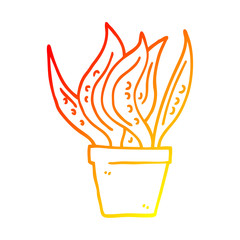 warm gradient line drawing cartoon house plant