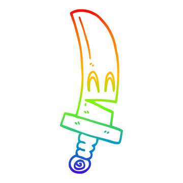 recommend clip art: rainbow gradient line drawing cartoon happy magical sword