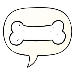 cartoon bone and speech bubble in smooth gradient style