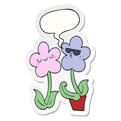 cute cartoon flower and speech bubble sticker