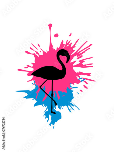 Flamingo Graffiti Tropfen Klecks Spritzer Vogel Pink Urlaub Strand Meer  Sommer Sonne Design Cool Wall Mural-Style-o-Mat