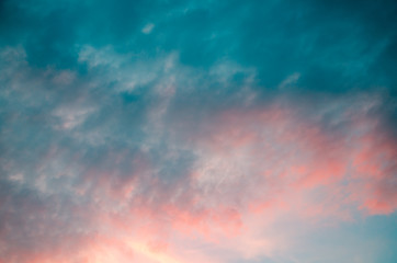 Sky background. Colorful clouds at sunset