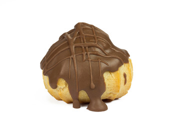 One traditional type of Brazilian profiterolis bakery candy called carolina in white background