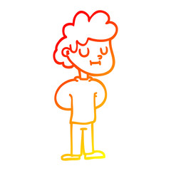 warm gradient line drawing cartoon happy boy