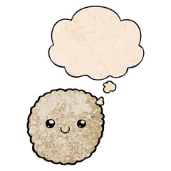 cartoon biscuit and thought bubble in grunge texture pattern style