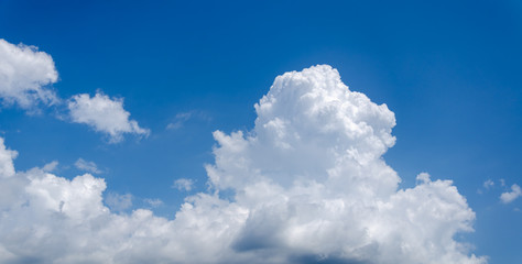 Obraz na płótnie Canvas Panorama of blue sky with white cumulus clouds