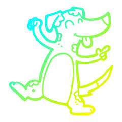 cold gradient line drawing cartoon dancing dog