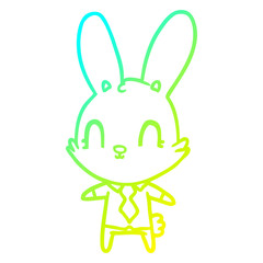 cold gradient line drawing cute cartoon rabbit in shirt and tie