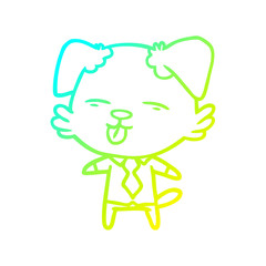 cold gradient line drawing cartoon dog in shirt and tie