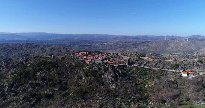 Aerial view of the historic village of Sortelha, in Portugal